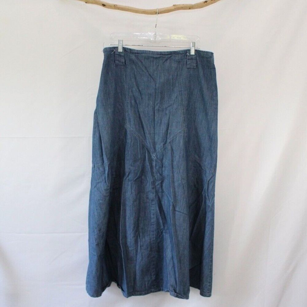 Second Street Long Modest Blue Jean Skirt Size 12 Uneven Dye Maxi Skirt A-line